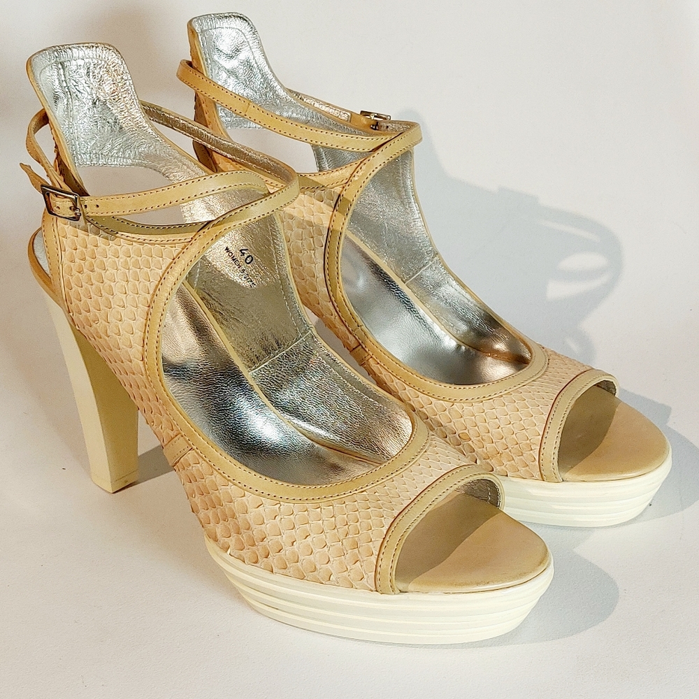 Hogan blush snakeskin Opty sandal, EU40, like new!